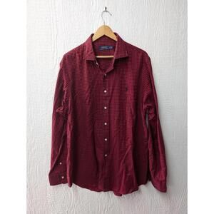 Polo Ralph Lauren Red Black Plaid Twill Shirt Button Down Men's XL